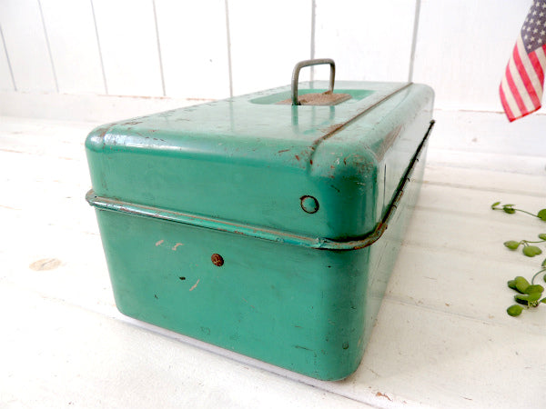 【LIBERTY・NY】メジャー付き・2段式・ビンテージ・タックルボックス・ツールボックス/工具箱