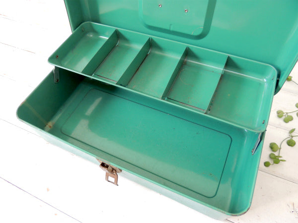 【LIBERTY・NY】メジャー付き・2段式・ビンテージ・タックルボックス・ツールボックス/工具箱