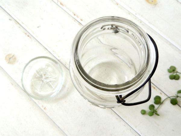 【ATLAS E-Z SEAL】アンティーク・ワイヤー・ガラスジャー・クリア・瓶/メイソンジャー