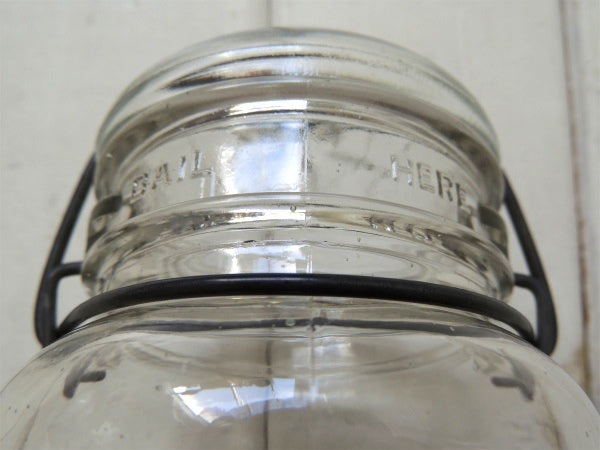 【ATLAS E-Z SEAL】アンティーク・ワイヤー・ガラスジャー・クリア・瓶/メイソンジャー