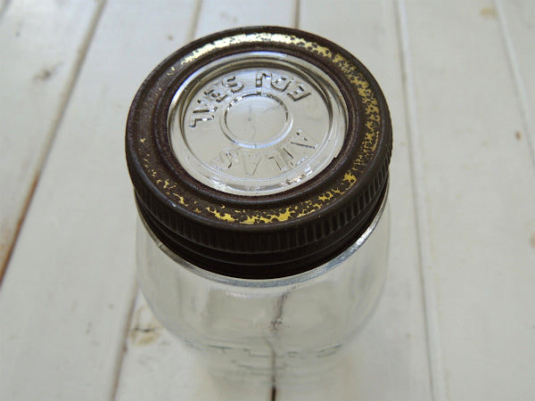 【ATLAS EDJ SEAL】ダブルキャップ・アンティーク・メイソンジャー/ガラスジャー(クリア)