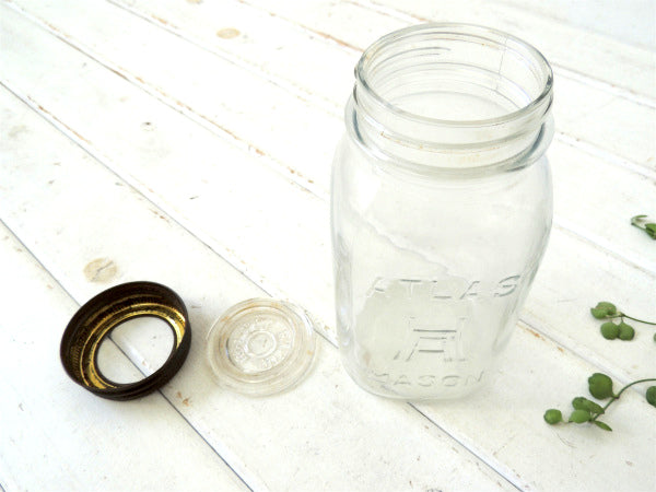 【ATLAS EDJ SEAL】ダブルキャップ・アンティーク・メイソンジャー/ガラスジャー(クリア)