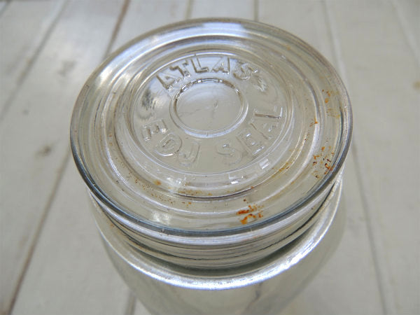 【ATLAS EDJ SEAL】ダブルキャップ・アンティーク・メイソンジャー/ガラスジャー(クリア)