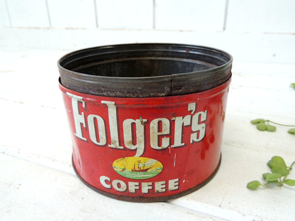 【1952's/フォルジャーズ】赤色・ブリキ製・ヴィンテージ・コーヒー缶・coffee