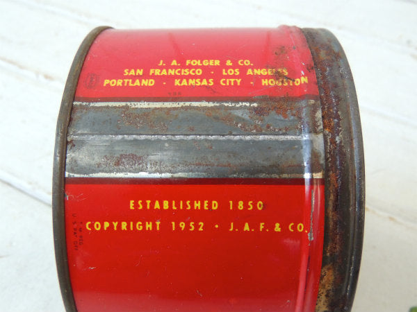 【1952's/フォルジャーズ】赤色・ブリキ製・ヴィンテージ・コーヒー缶・coffee