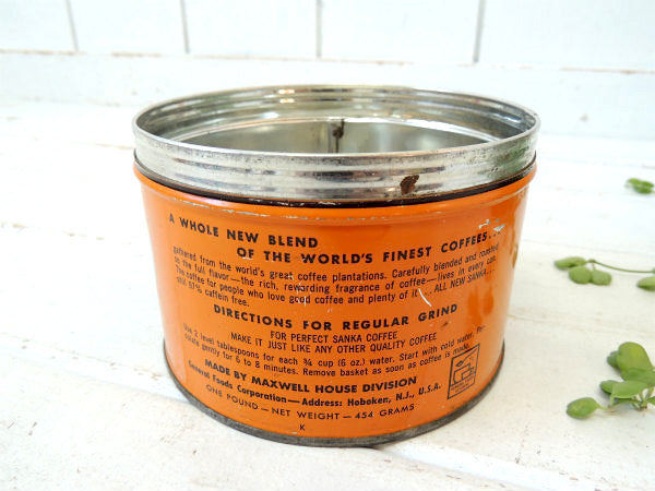 【Sanka coffee】ブリキ製・ヴィンテージ・コーヒー缶・小物入れ・USA・ガーデニング・