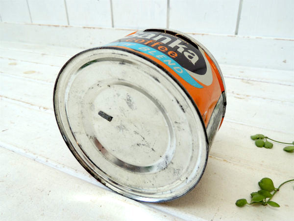 【Sanka coffee】ブリキ製・ヴィンテージ・コーヒー缶・小物入れ・USA・ガーデニング・