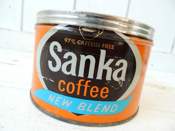 【Sanka coffee】ブリキ製・ヴィンテージ・コーヒー缶・小物入れ・USA・ガーデニング・