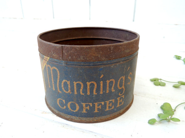 【Manning's COFFEE】ブリキ製・アンティーク・シャビーなコーヒー缶/ティン缶