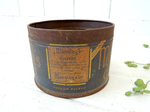 【Manning's COFFEE】ブリキ製・アンティーク・シャビーなコーヒー缶/ティン缶
