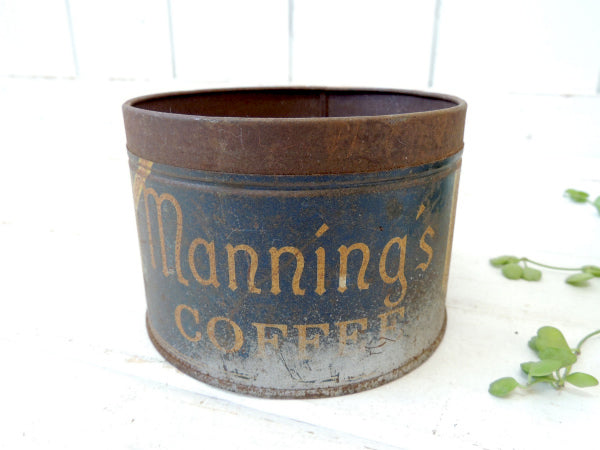 【Manning's COFFEE】ブリキ製・アンティーク・シャビーなコーヒー缶/ティン缶