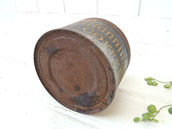 【Manning's COFFEE】ブリキ製・アンティーク・シャビーなコーヒー缶/ティン缶