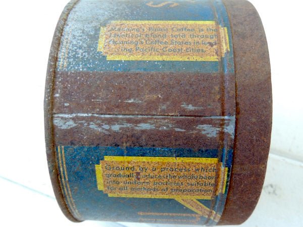 【Manning's COFFEE】ブリキ製・アンティーク・シャビーなコーヒー缶/ティン缶