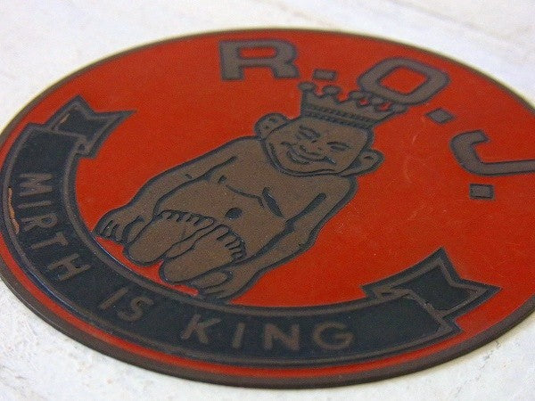 【R.O.J MIRTH IS KING】ビリケン・真鍮製・小さなヴィンテージ・サインプレート