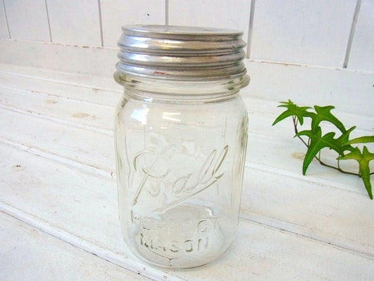 【BALL】アンティーク・ガラスジャー・クリア/保存瓶　USA