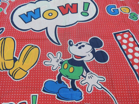 【ミッキーマウス】ディズニー・カラフルな赤色の水玉柄・ヴィンテージ・ピロケース/枕カバー USA