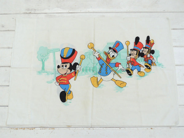 【ミッキーマウス&ドナルドダック】マーチングバンド柄・ヴィンテージ・ピロケース/枕カバー USA
