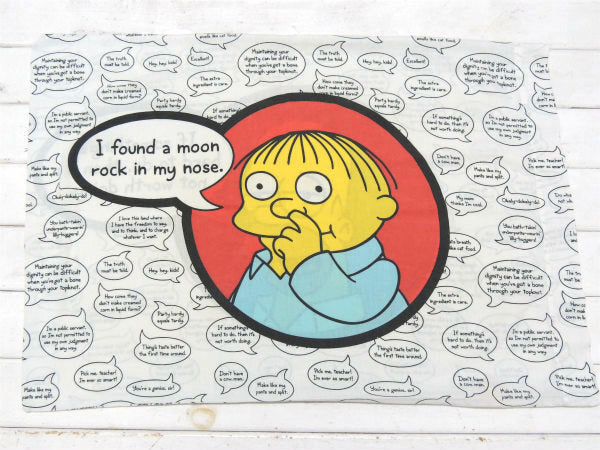 【シンプソンズ】ホーマー&ラルフウィガム・吹き出しコミック柄・USEDピロケース/枕カバー