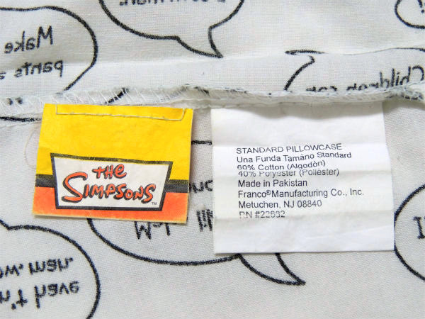 【シンプソンズ】ホーマー&ラルフウィガム・吹き出しコミック柄・USEDピロケース/枕カバー