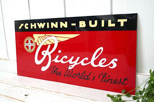 1970y SCHWINN シュウィン 自転車 アメリカン ヴィンテージ サイン 看板 USA アドバタイジング