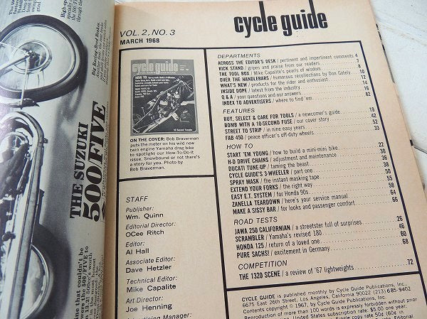 【cycle guide/1968/JAWA250 CALIF.】ビンテージ・オートバイ雑誌・USA