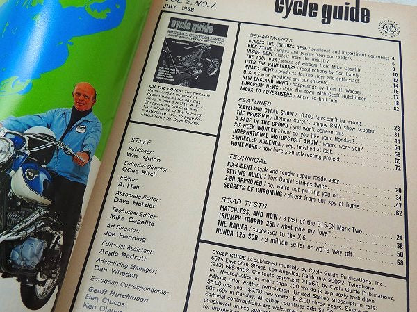 cycle guide 1968 カスタム ビンテージ・オートバイ雑誌・USA・モーターサイクル