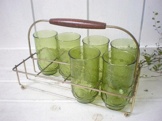 ヴィンテージ　脚付き・グラスホルダー/グラスキャリー・8個用　USA