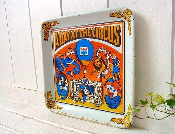 サーカス柄・ティン製・ノベルティ・ヴィンテージ・トレイ/盆 USA