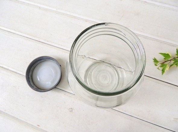 シャビーなアンティーク・ガラスジャー/ガラス瓶/保存ビン USA