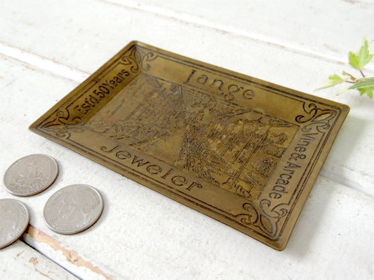 Lange Jeweler アールヌーヴォー 真鍮 ノベルティ アンティーク トレイ ジュエリートレイ アクセサリートレイ