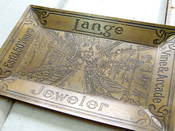 Lange Jeweler アールヌーヴォー 真鍮 ノベルティ アンティーク トレイ ジュエリートレイ アクセサリートレイ