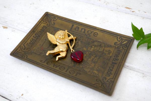 Lange Jeweler アールヌーヴォー 真鍮 ノベルティ アンティーク トレイ ジュエリートレイ アクセサリートレイ