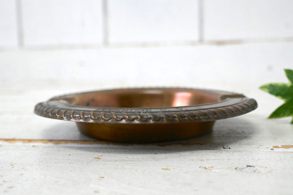 ニューヨーク FLUSHING SAVINGS 銀行 銅製 アンティーク 灰皿 アシュトレイ USA