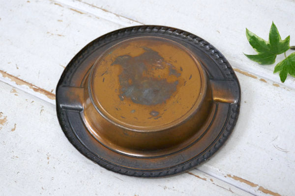 ニューヨーク FLUSHING SAVINGS 銀行 銅製 アンティーク 灰皿 アシュトレイ USA