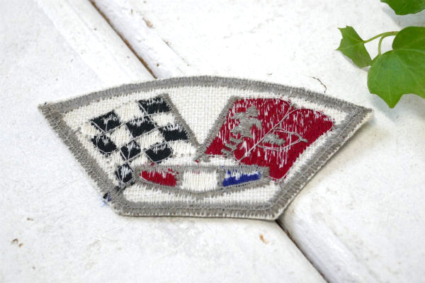 シボレー チェッカーフラッグ アメ車・ヴィンテージ・アドバタイジング・ワッペン・刺繍・ガレージ