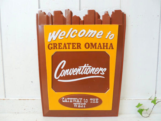 Welcome ウエルカムサイン ヴィンテージ 看板 GREATER OMAHA 立体デザイン・スタンド式