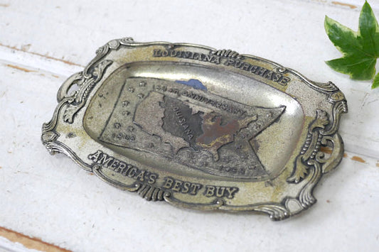 ルイジアナ買収 シルバープレート 1953年 記念品 ヴィンテージ トレイ プレート 灰皿 USA