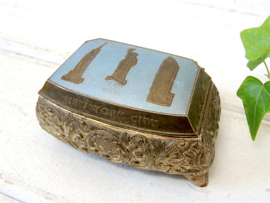 【NEW YORK CITY】自由の女神・小さなアンティーク・ジュエリーケース/宝石箱/里帰り品