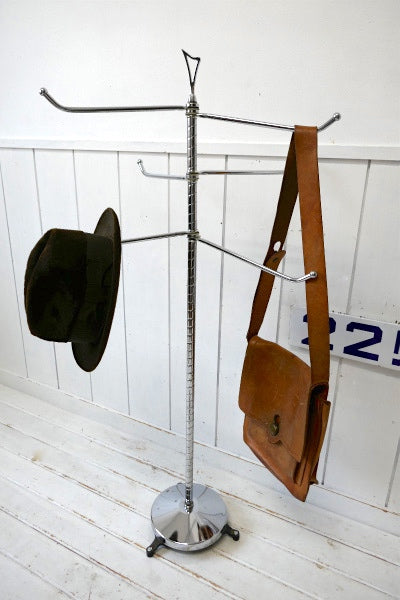 ミッドセンチュリー シルバートーン ヴィンテージ コートスタンド ポールハンガー ハンガースタンド