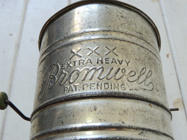 【BROMWELL】ミントグリーン木製ハンドル・アンティーク・シフター・粉ふるい・フラワーシフター