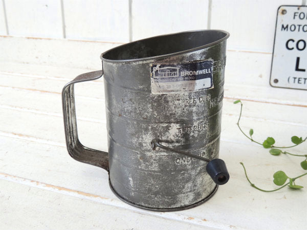 【BROMWELL】3CUPサイズ・ヴィンテージ・メジャーリングシフター・粉ふるい・フラワーシフター