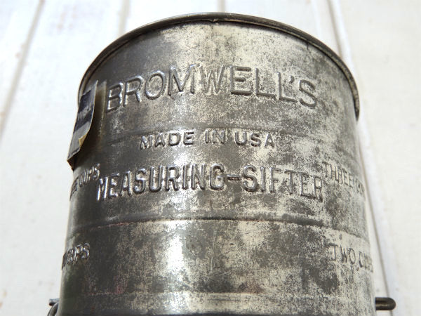 【BROMWELL】3CUPサイズ・ヴィンテージ・メジャーリングシフター・粉ふるい・フラワーシフター