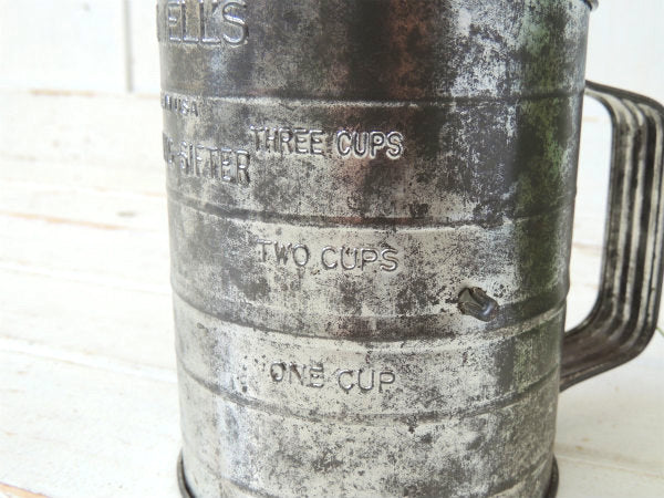 【BROMWELL】3CUPサイズ・ヴィンテージ・メジャーリングシフター・粉ふるい・フラワーシフター