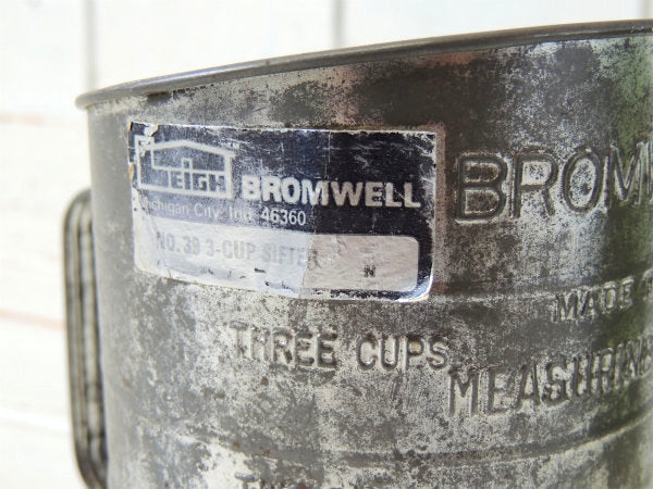 【BROMWELL】3CUPサイズ・ヴィンテージ・メジャーリングシフター・粉ふるい・フラワーシフター