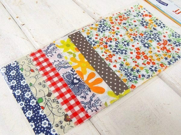 USA!レトロ柄・ヴィンテージ・ファブリック・10cm角・はぎれ7枚セット/生地