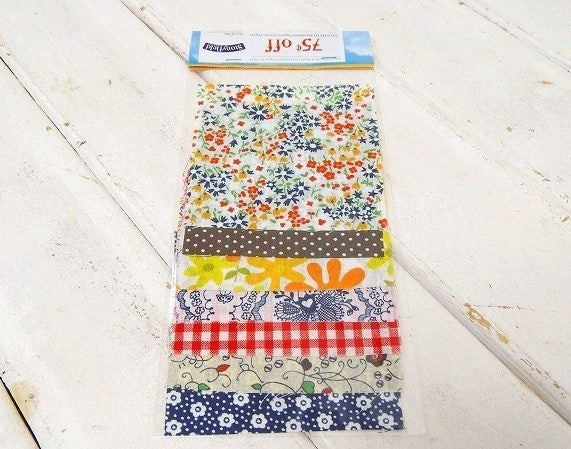 USA!レトロ柄・ヴィンテージ・ファブリック・10cm角・はぎれ7枚セット/生地