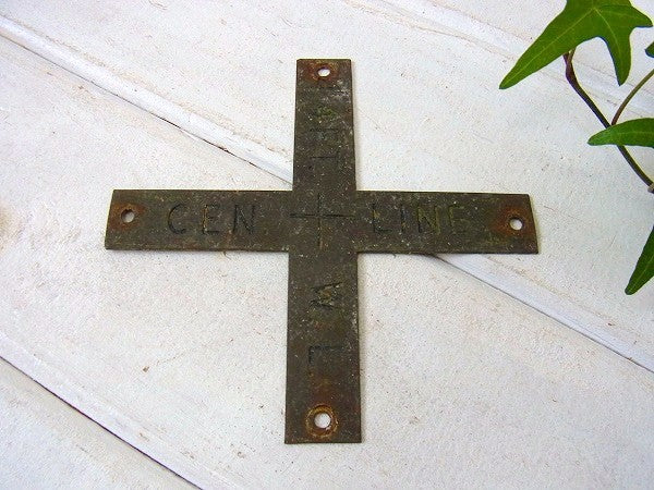 【U.S.Navy】アメリカ海軍・真鍮製・十字型・40’sアンティーク・船内プレート/標示プレート