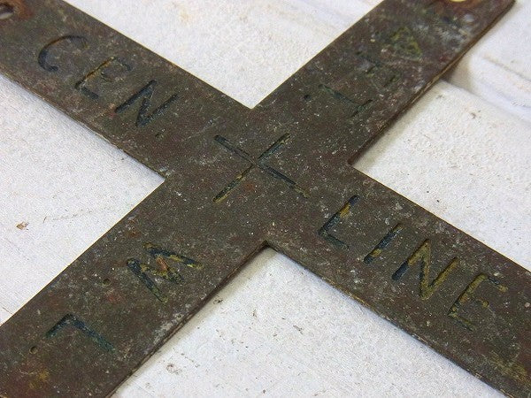 【U.S.Navy】アメリカ海軍・真鍮製・十字型・40’sアンティーク・船内プレート/標示プレート