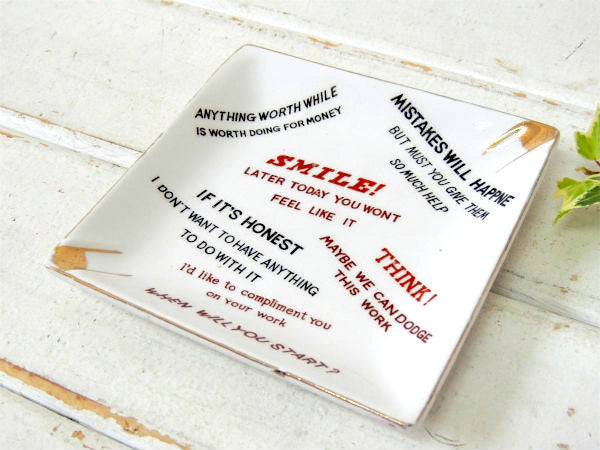 SMILE ミッドセンチュリー・ユーモア英字・セラミック・ヴィンテージ・灰皿・アシュトレイ  USA