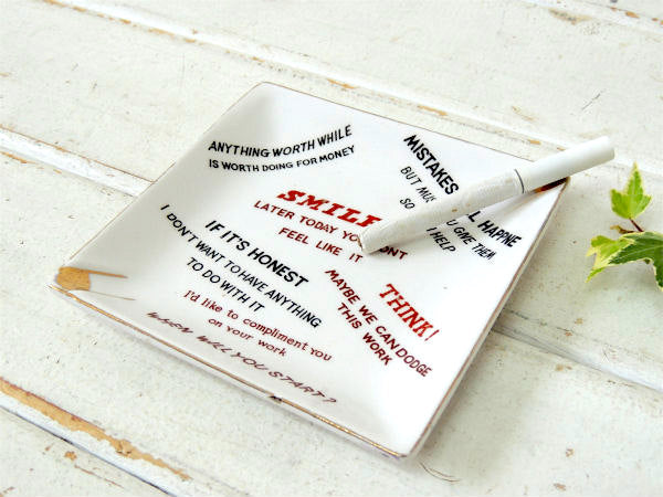 SMILE ミッドセンチュリー・ユーモア英字・セラミック・ヴィンテージ・灰皿・アシュトレイ  USA